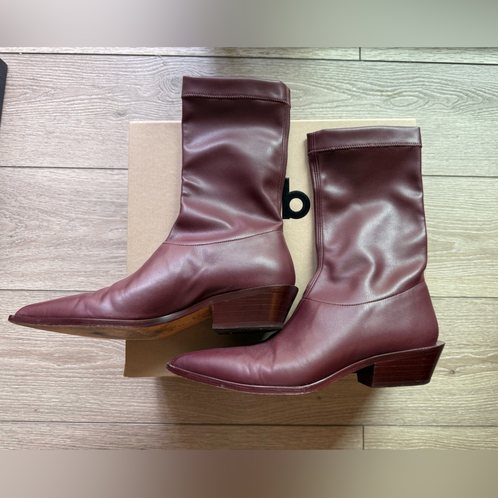 Tibi Leo Burgundy Boots, 37.5